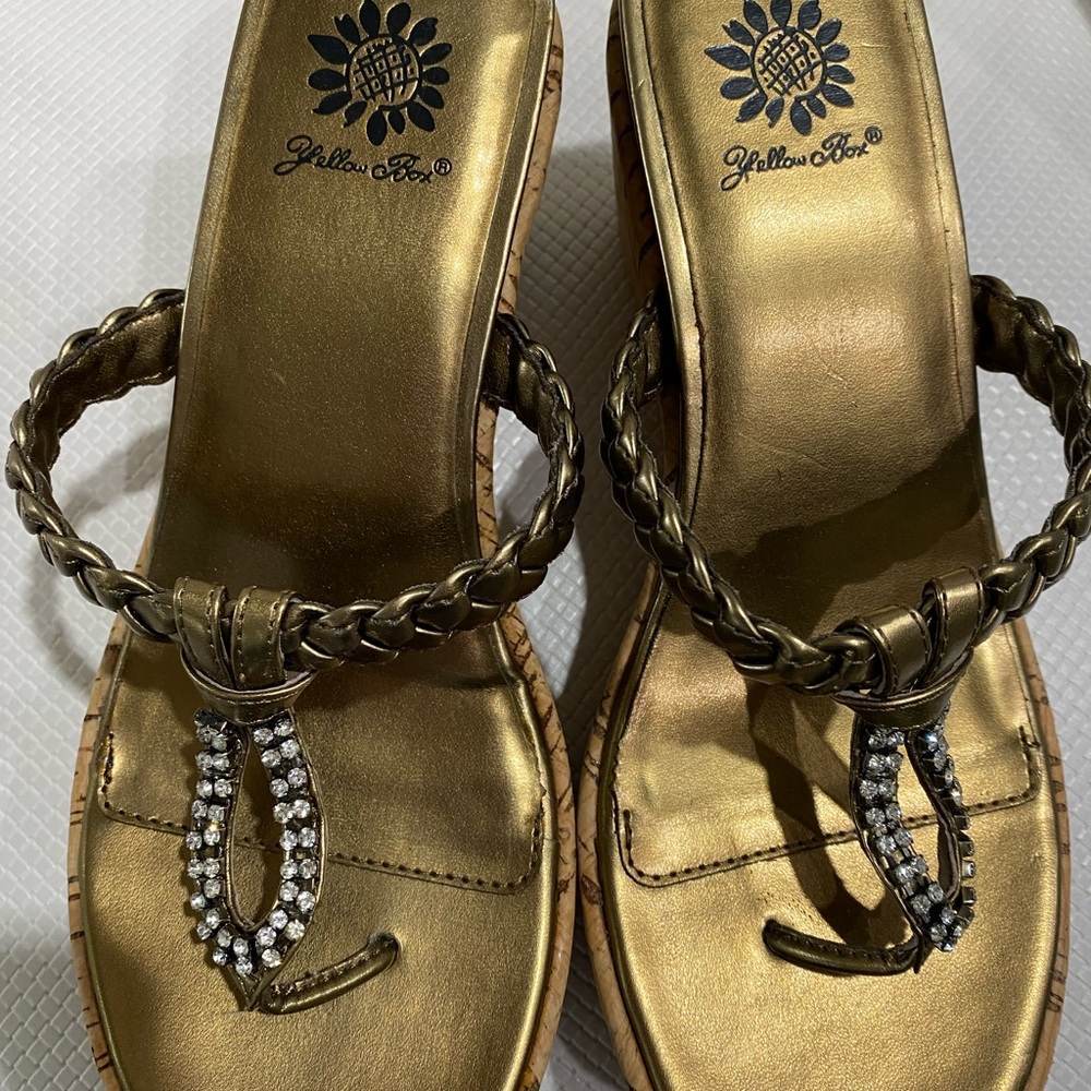 New without tag or box yellow box wedge sandals